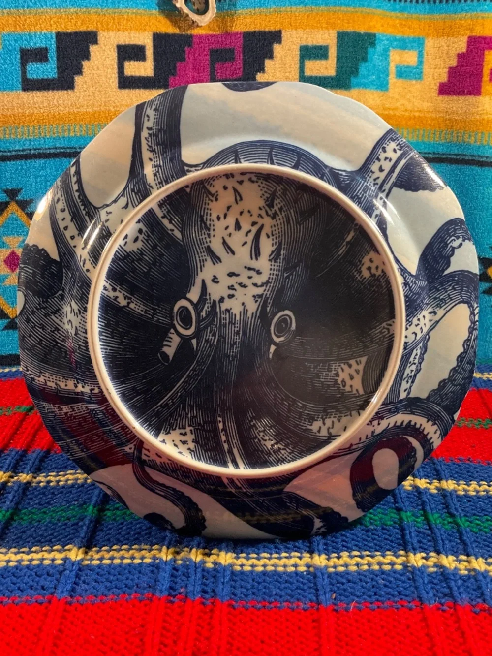 Anthropologie From The Deep Octopus Dinner Plates (2) Salad plate (1)
